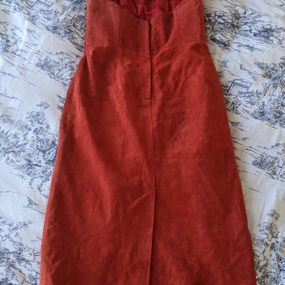 EUC Vintage Suede and Leather Strapless Midi Dress - Picture 9 of 13